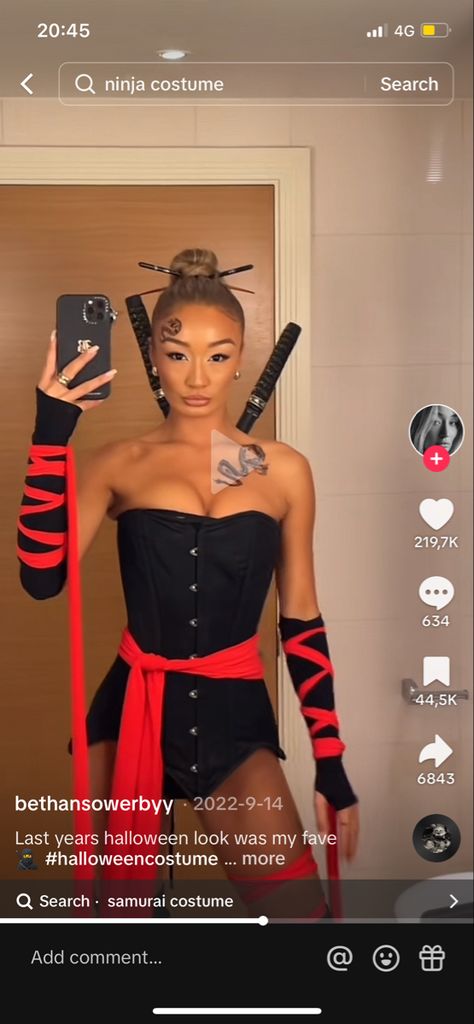 Halloween Ninja Woman, Ninja Halloween, Halloween Parejas, Female Ninja, Hot Halloween Outfits, Trendy Halloween Costumes, Halloween Inspo, Trendy Halloween, Halloween Looks