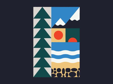 PNW by Mariel Abbene on Dribbble Pnw Illustration, Terrace Party, Beer Graphic Design, Japanese Beer, Pixel Art Landscape, Natural Branding, Learning Design, Badge Design, Plant Illustration