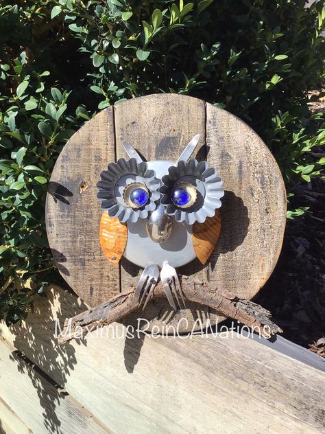 Owl Lawn Art, Metal Owl Art, Metal Owl Yard Art, Metal Yard Art Owl, Owl Yard Art, Owl Garden Art, Metal Owl Sculpture, Scrap Metal Owl Sculpture, Wood Pictures