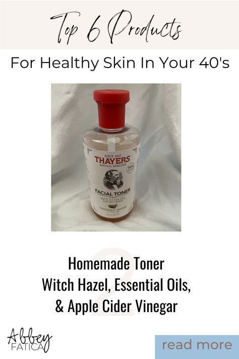 Top 6 products for healthy skin in your 40's - Homemade Toner with Thayer's Witch Hazel, Essential Oils and Bragg Apple Cider Vinegar Apple Cider Vinegar Toner Recipe, Apple Cider Vinegar Face Wash Recipe, Witch Hazel For Hair, Apple Cider Vinegar Face Toner, Diy Toner Face, Apple Cider Vinegar Face, Apple Cider Vinegar Toner, Face Wash Recipe, Natural Face Toner