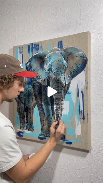 Elephant Painting Acrylic Easy, Elephant Painting Canvas, Paint With Me, Colorful Elephant, Elephant Painting, January 19, Paint Art, Painting Tutorial, Acrylic Painting