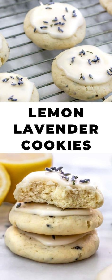 Lemon Lavender Cookies, Browned Butter Chocolate Chip Cookies, Lavender Dessert, Lavender Glaze, Lavender Cookies, Lavender Recipes, Spring Baking, Culinary Lavender, Summer Baking