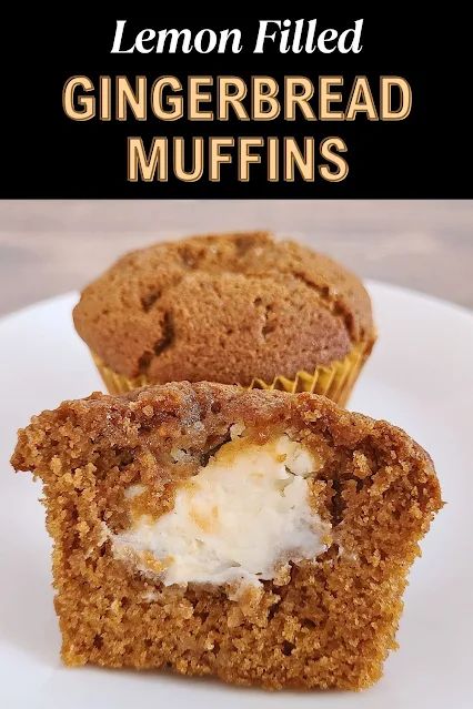 Lemon Filled Gingerbread Muffins Muffins With Filling, Muffin Monday, Eggnog Muffins, Date Muffins, Gingerbread Muffins, Cinnamon Roll Muffins, Applesauce Muffins, Tried And True Recipes, Breakfast Meat