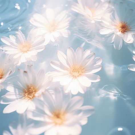 Flower backgrounds outdoors blossom. AI generated Image by rawpixel. | free image by rawpixel.com / Boom Asthetic Photos Blue, Pale Aesthetic, Light Blue Aesthetic, Background Pink, Pink Water, Aesthetic Background, Blossom Design, Water Flowers, Flower Backgrounds