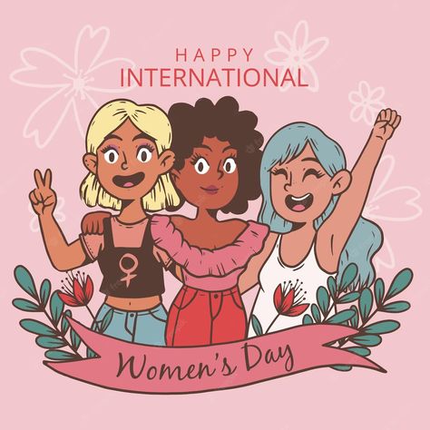 Premium Vector | Creative drawn international women's day illustrated International Girls Day, Women Day, Women Cartoon, International Women’s Day, International Women's Day, Woman’s Day, Vector Illustrations, Ladies Day, Premium Vector