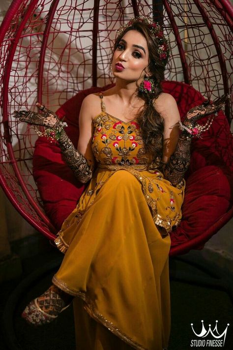 Mehendi Dress, Mehandi Outfits, Haldi Ceremony Outfit, Haldi Dress, Haldi Outfits, Function Dresses, Mehndi Dress, Mehendi Outfits, Indian Bride Outfits