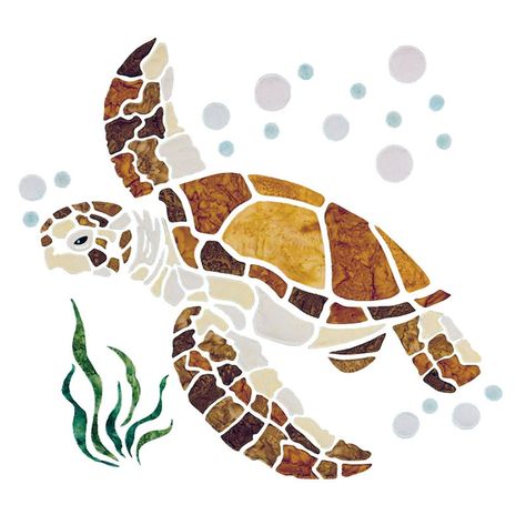 Sea Turtle Quilts, Turtle Quilt, Laser Design, Laser Cut Kit, Applique Kit, Collage Kit, Stained Glass Diy, Fabric Applique, Diy Quilt