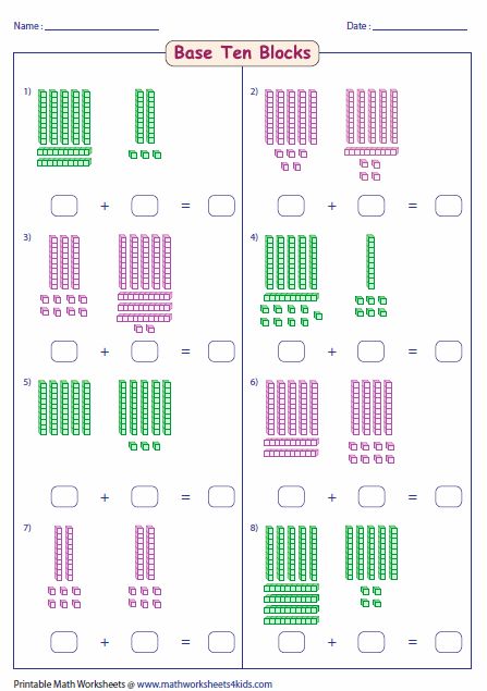 Base 10 Addition Worksheets 2digit Addition, Two Digit Addition, Adding Worksheets, Base 10 Blocks, Base Ten Blocks, Math Sheets, Addition And Subtraction Worksheets, Math Place Value, Base Ten