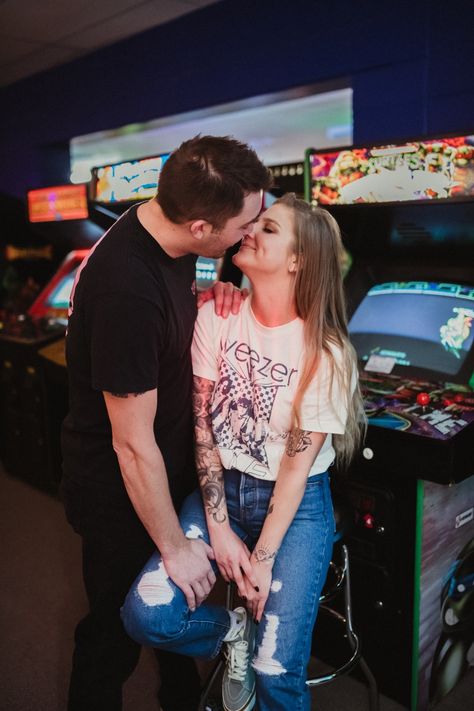 https://www.secretlakephoto.com/portfolio Arcade Prenup Shoot, Arcade Maternity Shoot, Arcade Couples Photoshoot, Arcade Couple Pictures, Arcade Engagement Photos, Arcade Couple, Arcade Wedding, Arcade Photoshoot, Engagement Themes