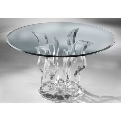 Muniz Sparkle Dining Table | Wayfair Rounded Dining Table, Beach Dining Table, Double Pedestal Dining Table, Glass Round Dining Table, Acrylic Chair, Acrylic Coffee Table, Crystal Centerpieces, Acrylic Furniture, Dining Table Bases