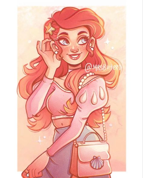 Ariel Fanart, Little Mermaid Characters, Alternative Disney Princesses, Alice In Wonderland Characters, Disney Pixar Characters, Disney Princess Fashion, Cute Disney Drawings, Princess Drawings, Disney Princess Pictures