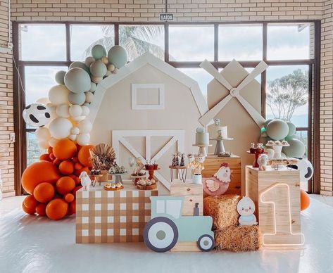 Farm Themed 1st Birthday Party, Farm Themed 1st Birthday, Gender Neutral First Birthday, Barn Birthday Party, Farm Themed Party, Barnyard Birthday Party, Themed 1st Birthday, Farm Theme Birthday, Farm Animal Party