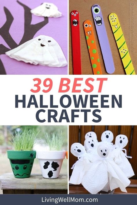 These easy halloween crafts for kids and adults are the perfect way to get in the spooky spirit! There’s something for everyone in this list. Diy Halloween Crafts, Spooky Halloween Crafts, Fun Halloween Crafts, Halloween Arts And Crafts, Easy Halloween Crafts, Diy Halloween Projects, Spooktacular Halloween, Diy Projects For Kids, Halloween Diy Crafts