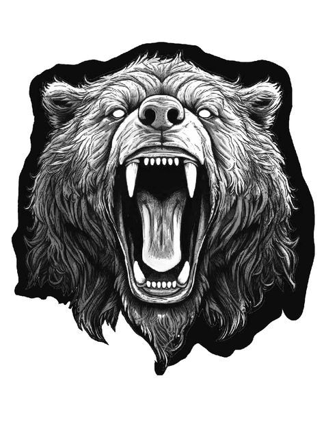 Cool Bear Tattoos, Bear Shoulder Tattoo, Bear Face Tattoo, Bear Skull Tattoo, Grizzly Bear Tattoos, Viking Bear, Bear Tattoo Designs, Bear Skull, Throat Tattoo