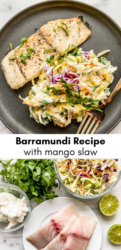 Healthy Barramundi Recipes, Easy Barramundi Recipe, Barramundi Recipes Healthy, Barimundy Fish Recipes, Baramundi Dishes, Barramundi Fish Recipes, White Fish Dinner, Grilled Barramundi, Baked Barramundi