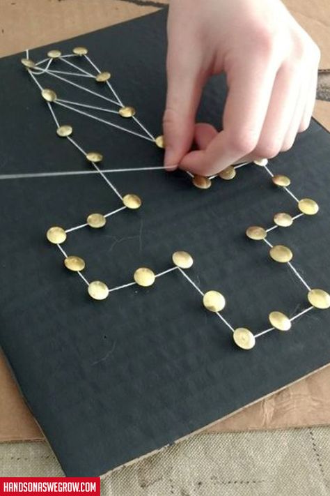 Easy Cardboard String Art for Kids | Hands On As We Grow® String Art For Kids, Easter String Art, Group Art Projects, Hanging Craft Ideas, Building Bridges, Tissue Paper Crafts, Hobbies For Kids, Hanging Craft, Bible School Crafts