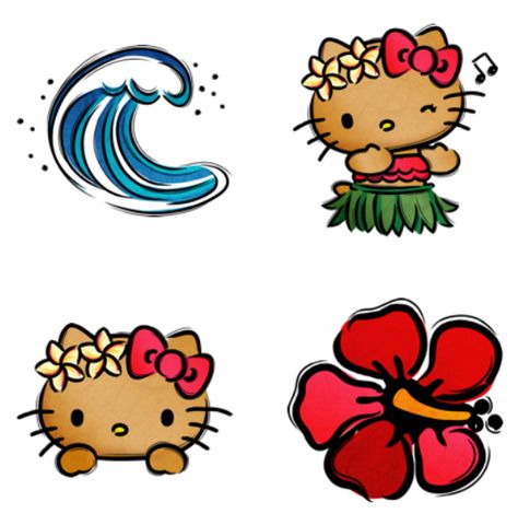 Hello Kitty Aloha Moana Hello Kitty, Hello Kitty Tropical Icons, Hello Kitty Carrd Pngs, Hawaiian Hello Kitty Widget, Hawaii Hello Kitty Icons, Hawaiian Hello Kitty Icon, Hawaiian Hello Kitty Pfp, Coconut Hello Kitty, Cute Stickers Hello Kitty