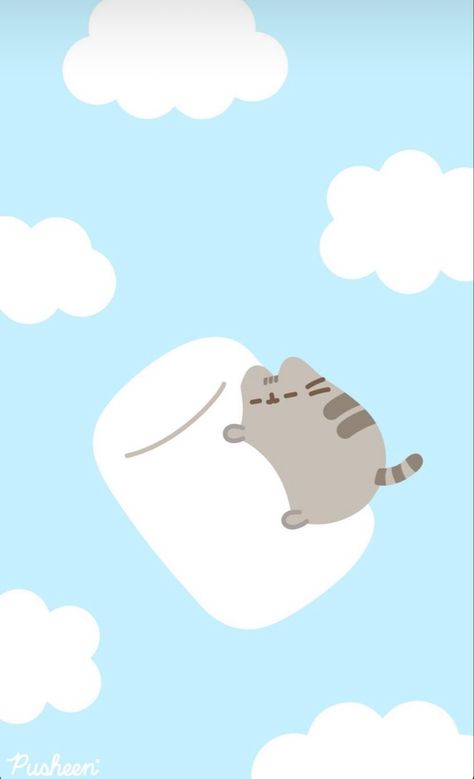 Cat And Cloud, Images Hello Kitty, Pusheen Cute, Cute Wallpapers For Ipad, Ipad Kids, Pusheen Cat, Wallpaper Ipad, Cloud Drawing, Sanrio Wallpaper