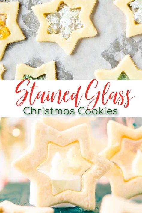 Glass Sugar Cookies Snow Globe, Window Cookies Christmas, Stained Glass Cookies Recipe, Stained Glass Sugar Cookies, Sugar Glass How To Make, Stained Glass Cookies Christmas, Christmas Cookies Star, Glass Cookies Christmas, Star Christmas Cookies