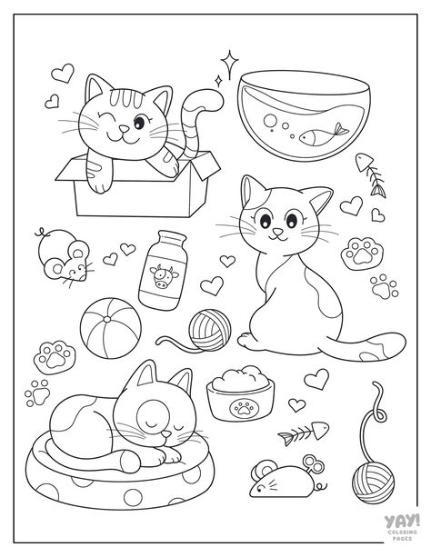 Cat Coloring Pages (Free Printables) Pet Coloring Pages, Cat Coloring Pages Free Printable, Merry Christmas Coloring Pages, Pikachu Coloring Page, Cat Coloring Pages, New Year Coloring Pages, Family Coloring Pages, Coloring Videos, Baby Coloring Pages