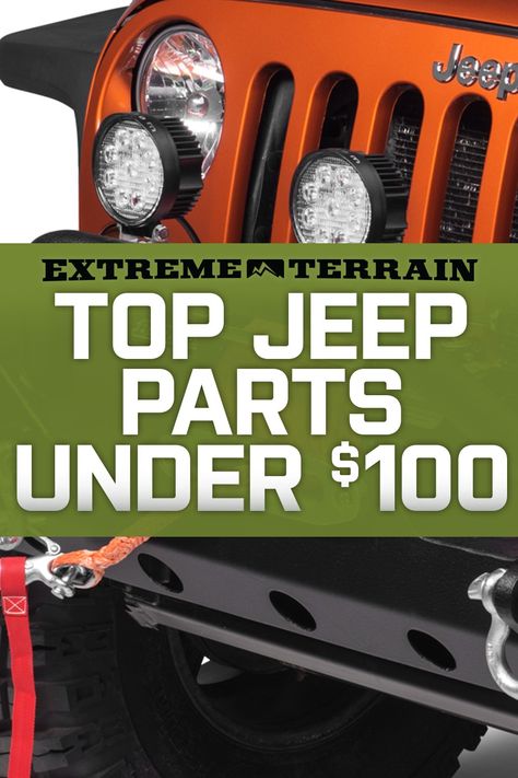 Looking for new parts for your Jeep Wrangler, but don't want to break the bank? Check out the best parts we have under $100. Jeep Wrangler 2 Door Accessories, Jeep Wrangler Modifications, Jeep Wrangler Mods Ideas, Jeep Jl Mods, Jeep Wrangler Decals Ideas, Keep Wrangler Accessories, Jeep Jl Accessories, Diy Jeep Mods, Jeep Mods Wrangler