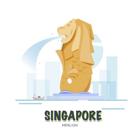 Singapore landmark. asean set. | Premium Vector #Freepik #vector #travel #water #city #hand Singapore Landmark, Travel Theme Decor, Singapore National Day, Vintage Luggage Tags, Emotions Preschool, Water City, Numbers Typography, Ghost Logo, Singapore City