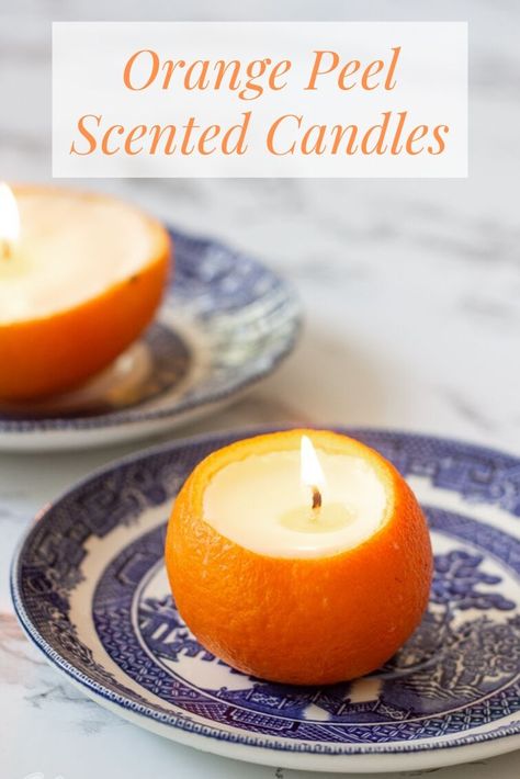 Use a scooped out orange rind to make these pretty, fragrant cassia and orange scented candles. The spicy, citrus scent is lovely for the fall or for the holiday season. #essentialoils #candles #oranges #homemadecandles #soycandles Orange Peel Candle, Coconut Oil Candle, Orange Scented Candle, Candle Cookies, Orange Candle, Crafts For Teens To Make, Shell Candles, Orange Rind, Orange Scent