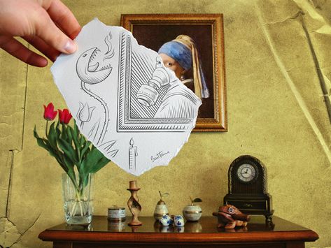 Pencil Vs Camera - "Pencil Vs Camera" blends drawing and photography - Pictures - CBS News Creative Pencil Drawings, Camera Artwork, Forced Perspective Photography, Pencil Vs Camera, Ben Heine, Forced Perspective, Perspective Photography, Camera Art, Drawings Photography