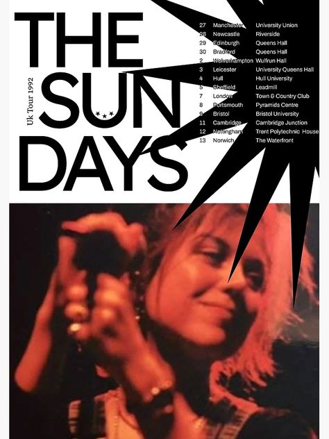 "The Sundays Tour" Poster for Sale by novaplant | Redbubble Hail The Sun Poster, The Sundays Band Poster, The Sundays Aesthetic, The Sundays Poster, The Sundays Band, Band Poster Design, Tour Poster Design, Media Coursework, Leicester University