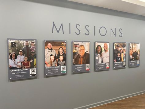 Mission Decorating Ideas, Communication Wall, Missions Wall Church, Mission Board Ideas, Fellowship Hall Decor Church, Corporate Lobby, Church Entryway Decor Foyers, Church Missions Wall Display, Missions Wall