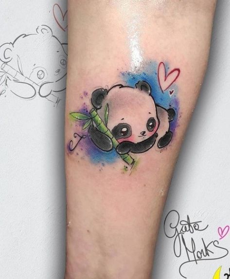 Panda Watercolor Tattoo, Panda Tattoos For Women, Cute Panda Tattoo, Tattoos Panda, Tattoo Panda, Panda Bear Tattoos, Arm Cover Up Tattoos, Pet Tattoo Ideas, Tattoo Mafia