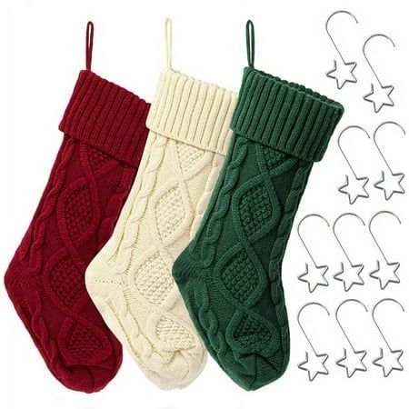 3 Pack Christmas Stockings, 18" Large Size Cable Knit Knitted Xmas Stockings for Xmas Family Holiday Season Decoration, Green Cute Christmas Stockings, Family Stockings, Knit Stockings, Personalized Stockings, Stocking Gifts, Xmas Stockings, Indoor Christmas Decorations, Indoor Christmas, Holiday Party Decorations