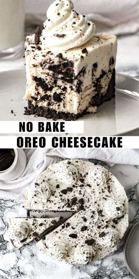 Simple But Delicious Desserts, Cheesecake Recipes For Birthday, No Bake Cheesecake Oreo Crust, Quick Cheesecake Desserts, Oreo Deserts Ideas, Oreo Dessert Cheesecake, Small Oreo Cheesecake Recipe, Simple Oreo Cheesecake, Flavored No Bake Cheesecake