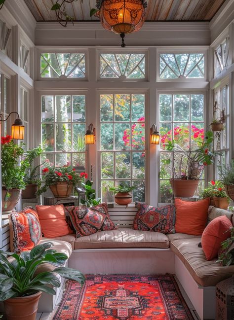 Small Sunroom Ideas, Cozy Sunroom, Small Sunroom, Sunroom Decorating, Sunroom Designs, Ideas Garden, Apartment Balconies, A Living Room, Garden Room