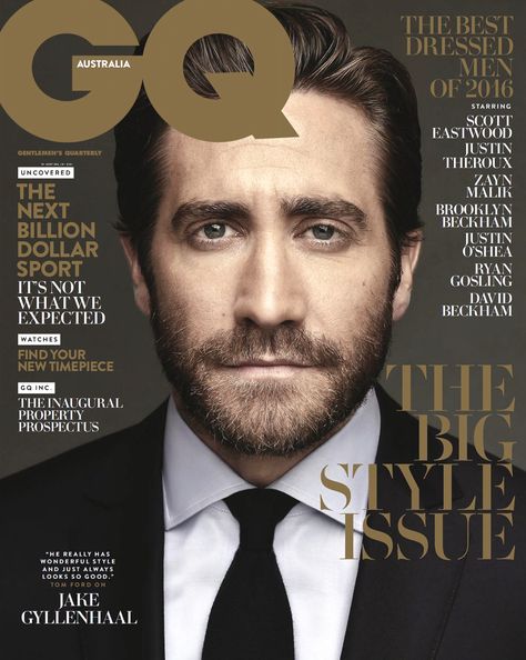 Jake Gyllenhaal covers GQ Australia (2016) Magazine Cover Men Fashion, Magazine Cover Men, Magazine Cover Photoshoot, Gq Magazine Covers, Mens Magazine, Cover Photoshoot, Gq Australia, Profile Ideas, Men Tips