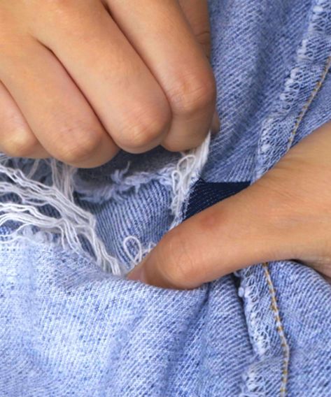 How To Stop Distressed Jeans From Ripping More How To Rip Your Jeans, Diy Ripped Jeans, Repair Jeans, Plus Size Inspiration, Jean Skirt Outfits, Diy Clothes Refashion, Denim Outfits, Denim Dresses, Jeans Outfits