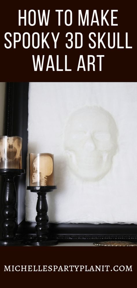 How to Make Spooky 3D Skull Wall Art Lawn Ghosts, Witch Cupcakes, Spooky Pictures, Diy Skulls, Skull Wall Art, Trippy Painting, 3d Skull, Halloween Wall Art, Halloween Displays