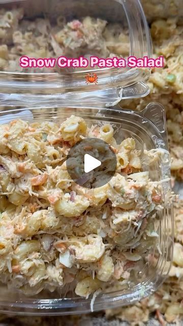 Amelia Labeaud on Instagram: "Snow Crab Pasta Salad! 🦀 This is the second pan that I made for Atlanta.. See y’all later today   ☀️ Atlanta  📆 Saturday & Sunday 06.01 & 06.02  ⏰ 5pm 📍 1699 Sylvan are SW (Everythang Nola Cafe)  #TheOriginalNewOrleansSnackBox #RollingWithMelia #TheIsisMarie2 #Nola #NolaSpicyBowls #SnackBoxes #NolaSnacks #CandyGrapes #ColdDranksWIce #2024 #Summer #WeOutside #NolaEats #SpicyBowl #PigLip #CandyPiglip #NolaTreats #NolaCandyFruit #Nola #NolaSweets #HoodSnacks #Atlanta #ATL #June #EverythangNolaCafe" Pig Lips, Crab Pasta Salad, Crab Pasta, Snow Crab, Mac Salad, Crab Salad, Candied Fruit, Snack Box, Saturday Sunday