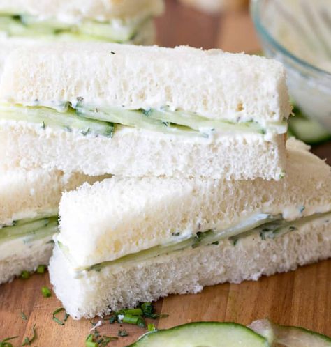 English Tea Cucumber Sandwiches  Cream cheese seasoned with garlic powder, onion salt, Worcestershire sauce, and a bit of mayonnaise makes a delicious spread for cucumber sandwiches. Cucumber Sandwiches Recipes, Cream Cheese Sandwiches, Cucumber Sandwich, Cucumber Tea Sandwiches, Tea Party Sandwiches, Tea Sandwiches Recipes, Sandwiches Recipes, Party Sandwiches, Cucumber Sandwiches