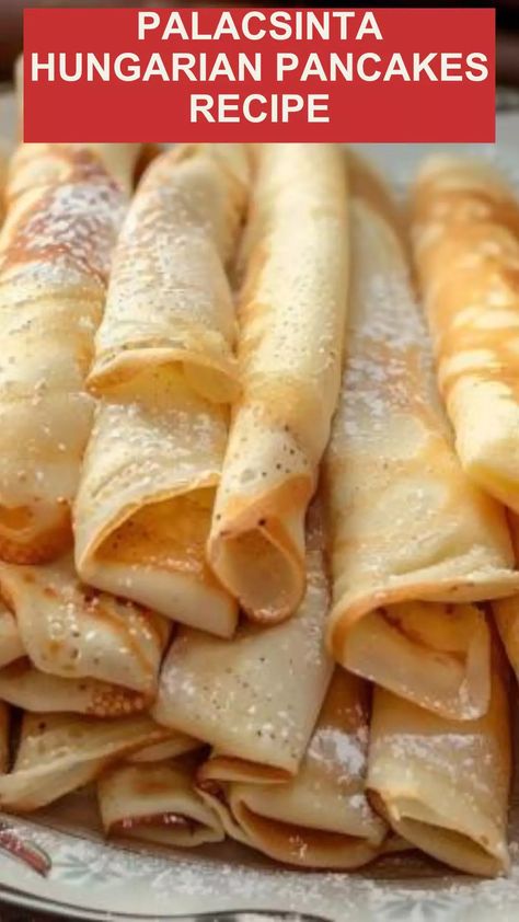 Savor the taste of Hungary with our Palacsinta: delicate Hungarian pancakes filled with sweet or savory delights. Indulge now! Hungarian Pancakes, Hungarian Cookies, Stuffed Crepes, Hungarian Desserts, Hungarian Cuisine, Sweet Crepes, Crepe Recipes, Hungarian Recipes, Food Favorites