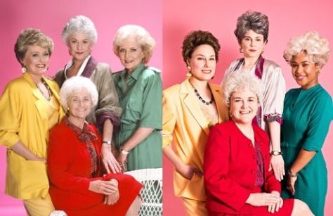 Here's what happens when young(ish) women live as iconic senior citizens. Golden Girls Costume, Dorothy Golden Girls, Golden Girls Party, Golden Girls Costumes, Diy Girls Costumes, School Halloween Costumes, Hoco Ideas, Desks Office, White Costumes