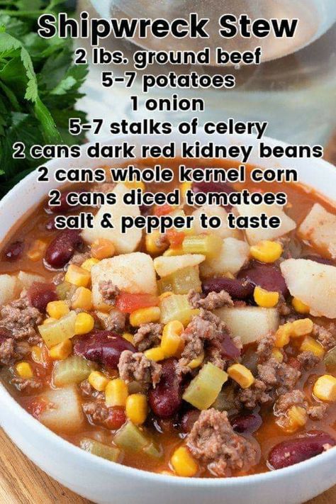 Can Soup Recipes, Shipwreck Stew, Homemade Soup Recipe, Crockpot Soup Recipes, Low Carb Soup, Savory Soups, Crock Pot Soup, Beef Casserole, Soup And Sandwich