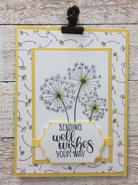 Bendi Cards, Dandelion Cards, Stampin Up Wedding Cards, Purple Card, Wedding Shower Cards, Dandelion Wishes, Mother Card, Dandelion Designs, A Dandelion