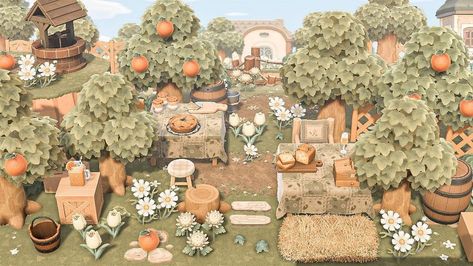 Orange Orchard, Cottagecore Animal Crossing, Orchard Design, Acnh Cottagecore, Animal Crossing Guide, Acnh Design, Happy Home Designer, Inspiration Board Design, Island Theme