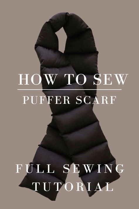 DIY puffer scarf. Quilted puffer scarf sewing tutorial. Full tutorial on Youtube Channel: cassie olufemi. Sewing. Sewing inspo. Sewing project ideas. Womens fashion ideas. Outfit inspo. Chic outfits. Sewing lessons. Sewing a scarf. How to sew. #sewing #scarf #howto #fashion #outfits #fall #aesthetic Quilted Puffer Bag, Puffer Scarf, Scarf Sewing, Scarf Sewing Pattern, Outfits Fall Aesthetic, Neck Scarfs, Sewing Project Ideas, Tutorial Sewing, Sewing Fashion