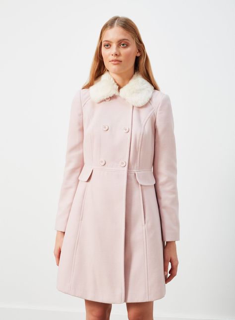 Pink Winter Coat, Collar Coat, Girly Fashion, Girly Outfits, Women's Coats, Fur Collar, Fur Trim, Cute Casual Outfits, Feminine Style