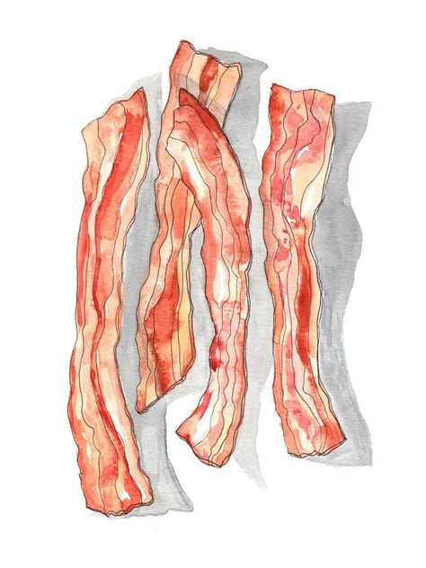 Good - Sean of the South Bacon Drawing, Bacon Art, Bacon Funny, Bacon Soup, Bacon Recipes, Recipes Homemade, Pen And Watercolor, Crispy Bacon, Art And Illustration