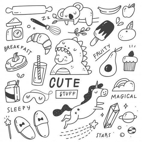 Doodles Kawaii, Cartoon Sea Animals, Doodle Cartoon, Animal Doodles, Stickers Kawaii, Doodle Coloring, Sketch Notes, Doodle Illustration, Kawaii Doodles