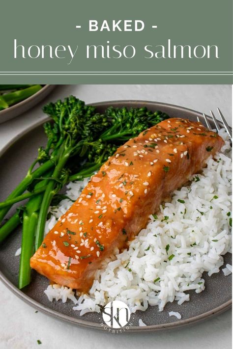 Ready in 30 minutes, this baked honey miso salmon recipe combines sweet and salty flavors for is great for a quick, easy, and healthy dinner. Salmon Recipes Miso, Miso Baked Salmon, Honey Miso Salmon, White Miso Salmon, Miso Ginger Salmon, Miso Salmon Recipe, Cabin Food, Salmon Meal Prep, Miso Glazed Salmon