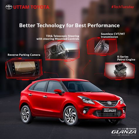 Technology remains magic for a lot of them, even if they know how it is done. With better technology comes better performance and with better performance comes a better experience. We are constantly up to be better than our previous versions and in that series, we are here with the Glanza that makes us move ahead. Book your test drives with the nearest Uttam Toyota today to experience the better than ever - Glanza! #TechTuesday #ToyotaGlanza #UttamToyota Uttam Toyota: Delhi | Noida | Ghaziabad | Test Drive Poster, Drive Poster, Tech Tuesday, Car Advertising Design, Disney Movie Posters, Concept Poster, Creative Car, Image Reference, Bike Poster